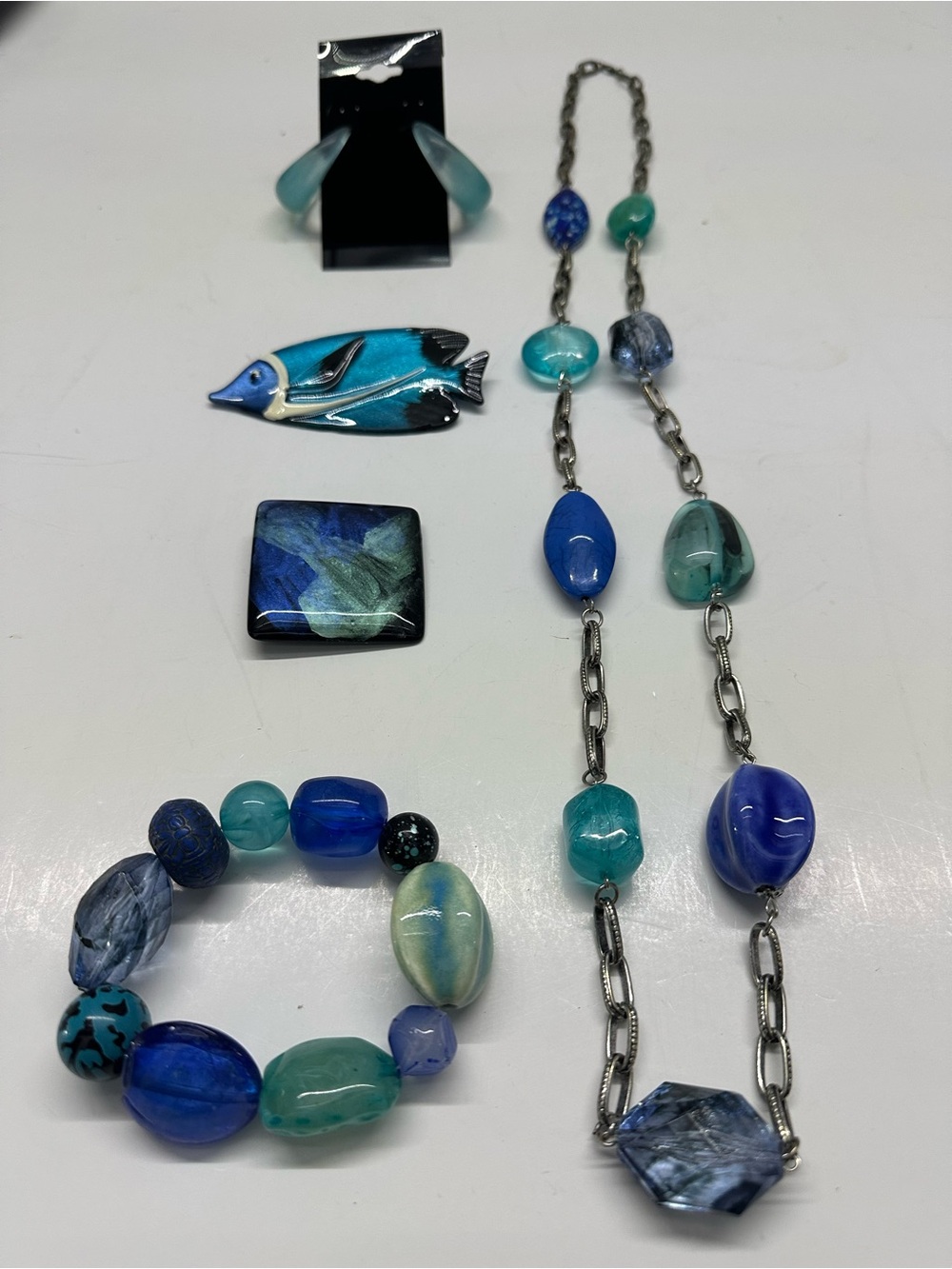 Vintage Blue, Teal & Aqua Jewelry Lot